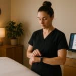 Massage therapist waiting on late client.
